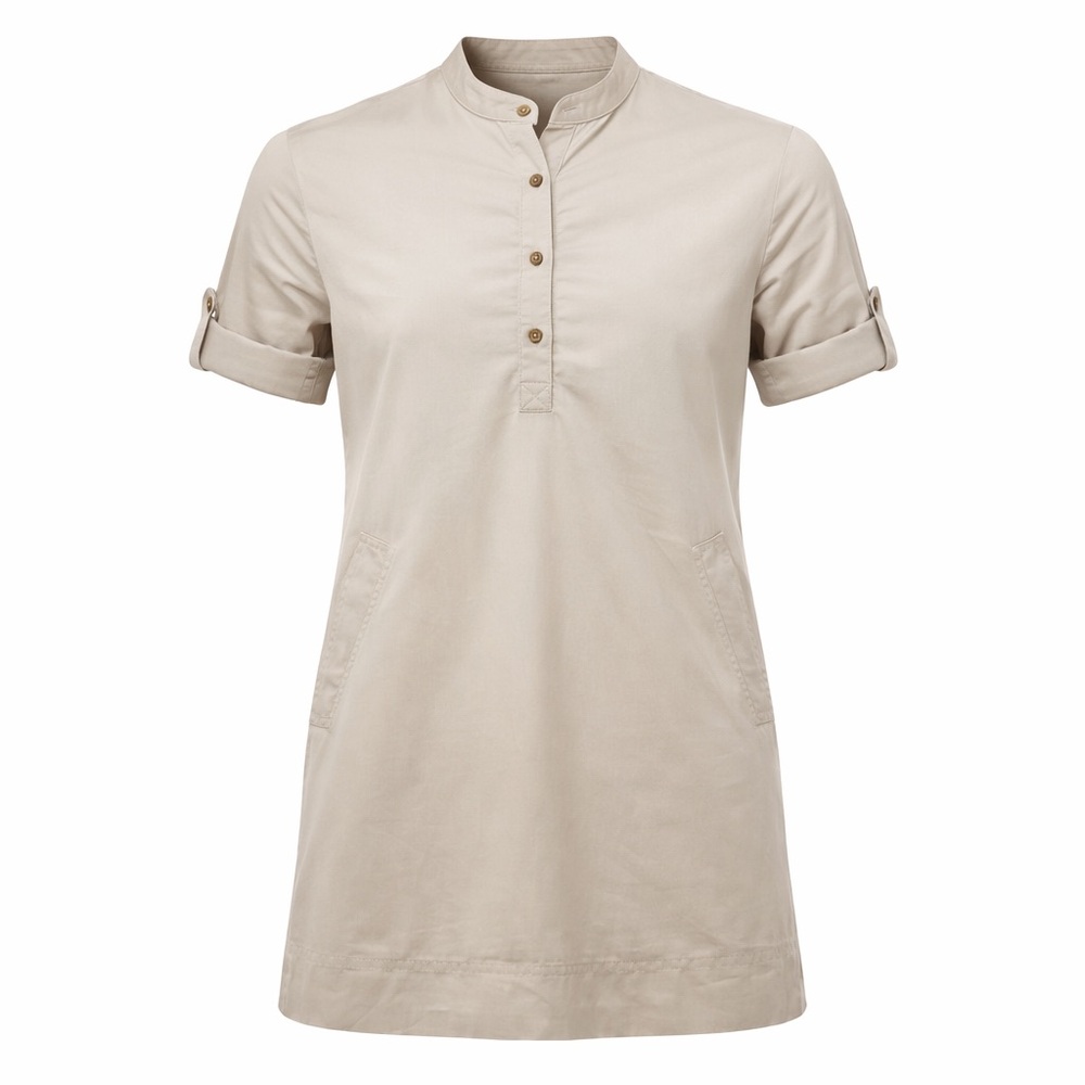 Melissa Masse Made to Measure Khaki Cotton Tunic Dress Large USA 34” Minimalist